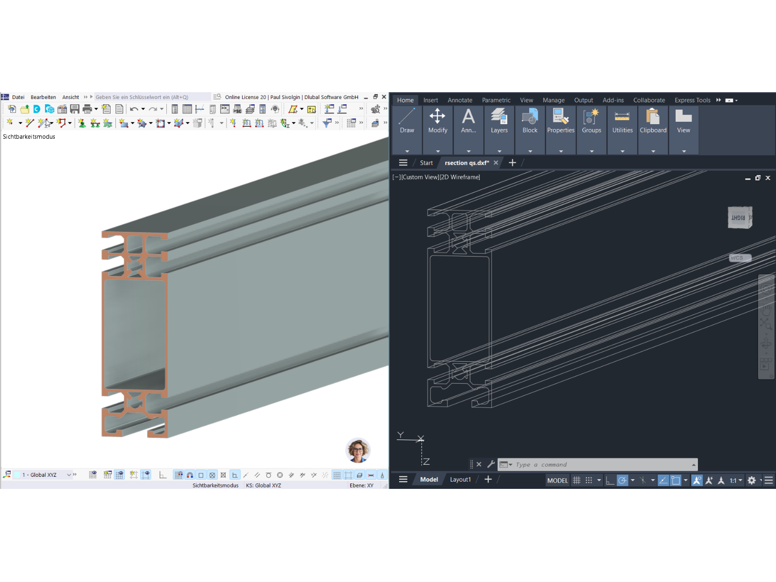 Exportación de bordes de contorno y contornos de sección en software de análisis estático. Precisión técnica en la representación de características estructurales