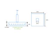 Vista detallada de una zapata corrida de hormigón armado construida in situ, diseñada para soportar un pilar estructural intérieure.