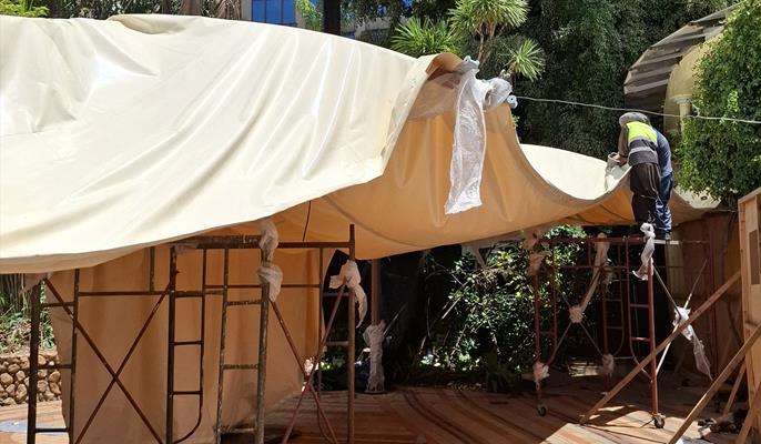 Cobertura de la subestructura con la membrana