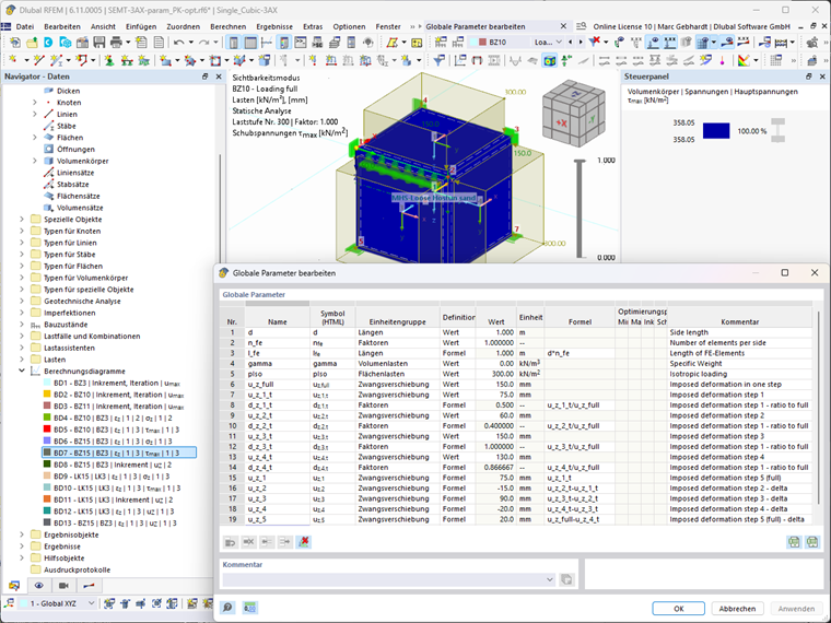KB 1976 | Prueba de elemento simple - Condiciones triaxiales