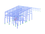 Estructura de cubierta de las salas de cine en el Centro Černý Most con barras de celosía y de alma llena