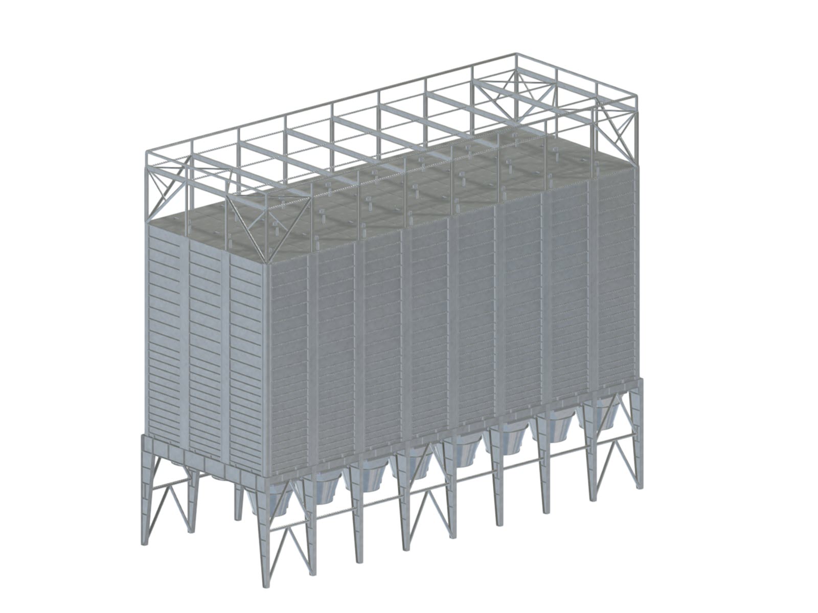 Un silo de acero moderno para el almacenamiento de grano u otros materiales a granel