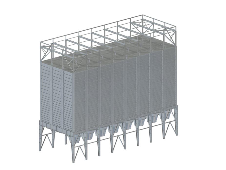Un silo de acero moderno para el almacenamiento de grano u otros materiales a granel
