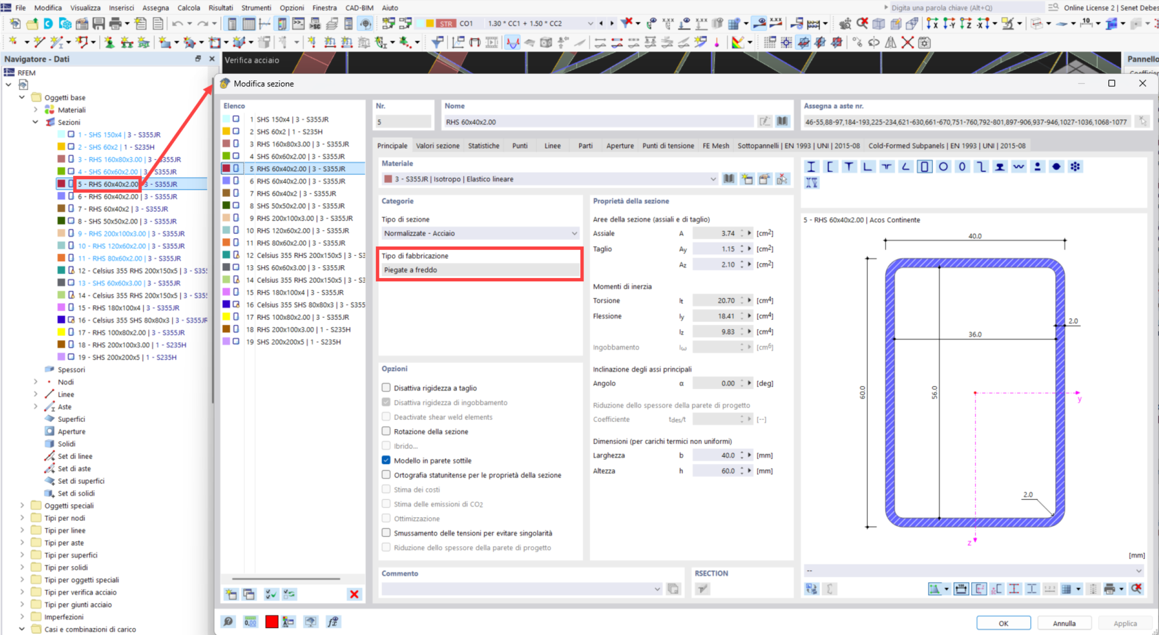 Tipo de fabricación conformada en frío