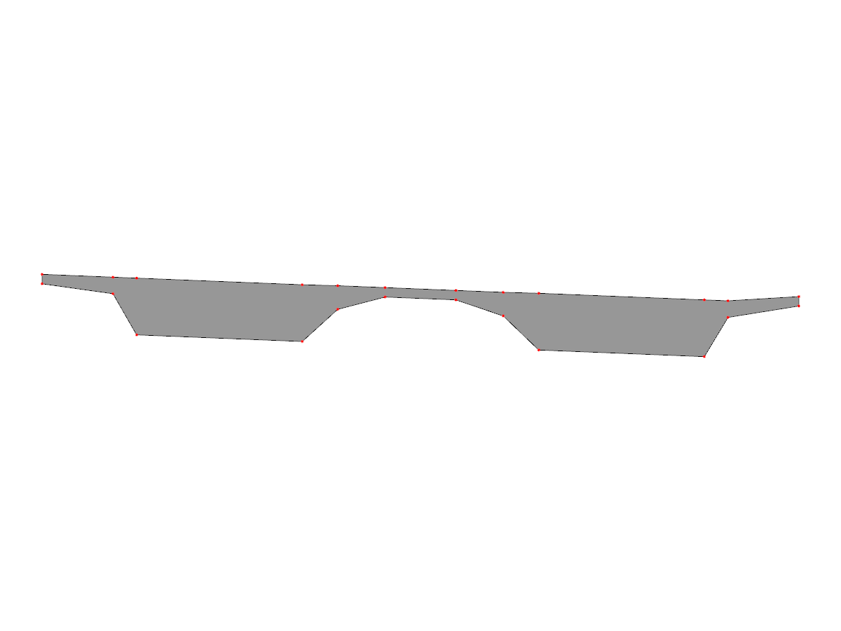 Un bloque paramétrico que define una sección transversal de viga cajón bicelular para el análisis estructural dentro del entorno del software RSECTION.