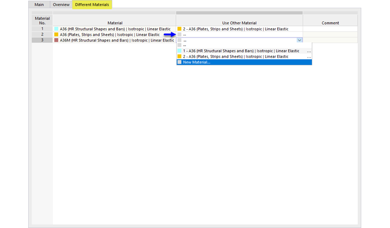 Usar otro material para la situación de proyecto