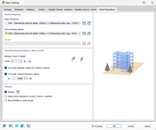 Cuadro de diálogo "Configuración de la malla", pestaña "Simulación de viento"