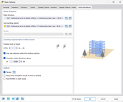 Cuadro de diálogo "Configuración de la malla", pestaña "Simulación de viento"
