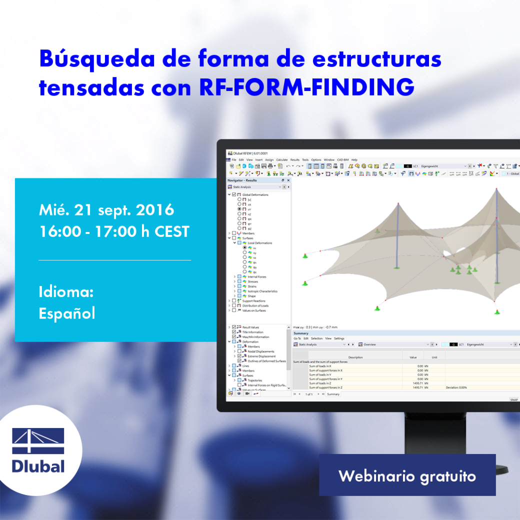 Búsqueda de forma  de estructuras tensadas con RF-FORM-FINDING