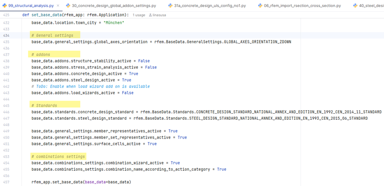 Ilustración de la configuración de datos básicos y complementos a través de una interfaz de usuario utilizando una API para una integración fluida en los flujos de trabajo de ingeniería.