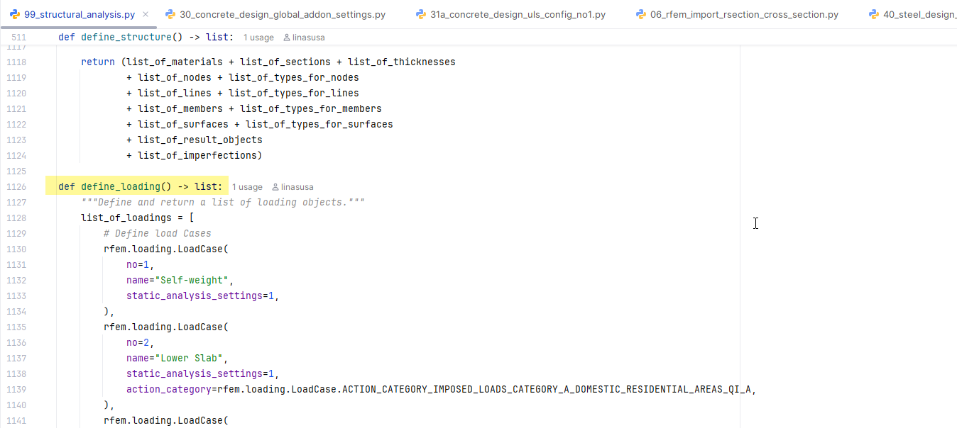 La imagen ilustra el proceso de definición de cargas usando la API, con un enfoque en la entrada y manipulación de condiciones de carga dentro del entorno de software.
