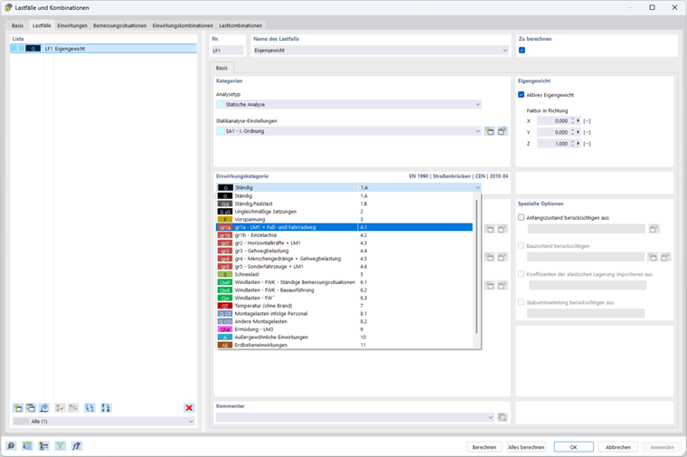 Categorías de acciones para puentes de carretera según el Eurocódigo 1