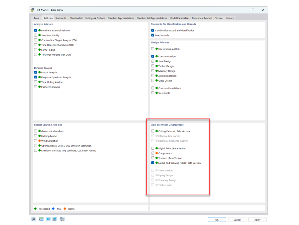 Versiones beta que se pueden utilizar en RFEM 6