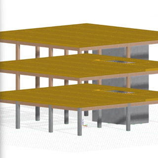 Paneles de madera contralaminada dispuestos en una configuración estructural para un diseño eficiente de madera maciza en Estados Unidos y Canadá.