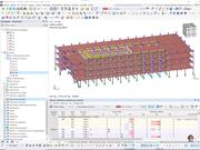 Análisis estático del edificio de madera de la UPNA mostrando momentos en dirección Y en los elementos estructurales.