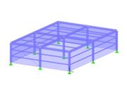 Estructura de barras y superficies de acero analizada con principios de historial de explosiones de AISC Design Guide 26