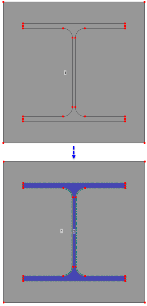 Componente original (arriba) y resultado de la división (abajo)