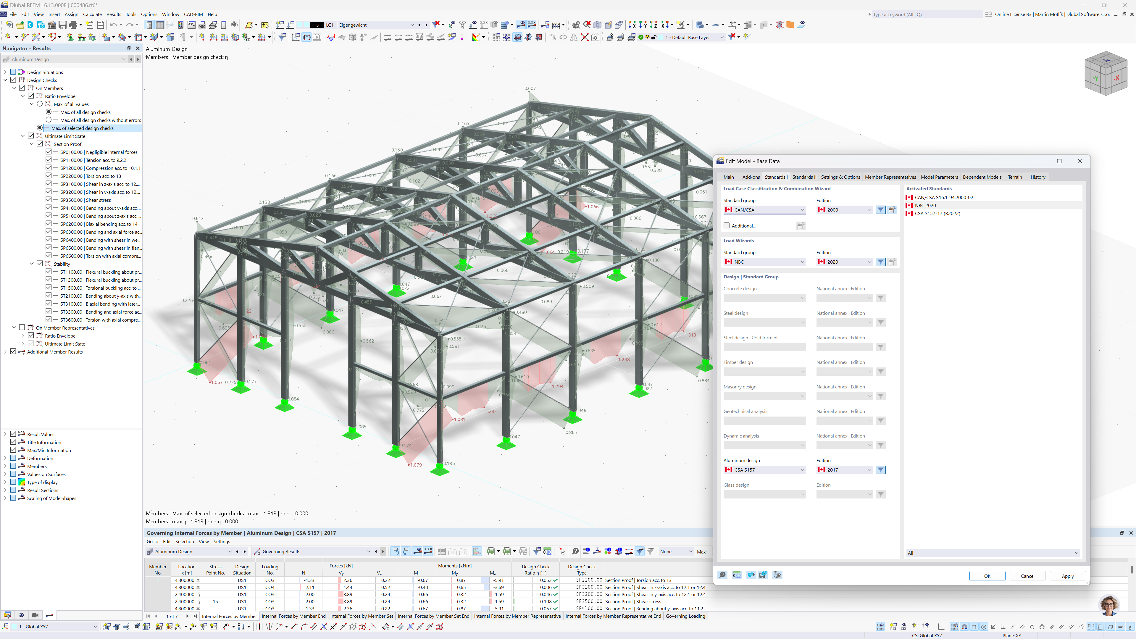 Imagen del proceso de diseño en aluminio de acuerdo con CSA S157-17, centrándose en pandeo local y rigidizadores de alma.