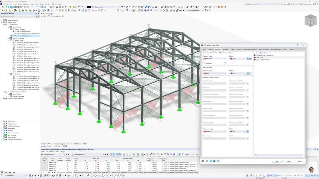 Imagen del proceso de diseño en aluminio de acuerdo con CSA S157-17, centrándose en pandeo local y rigidizadores de alma.