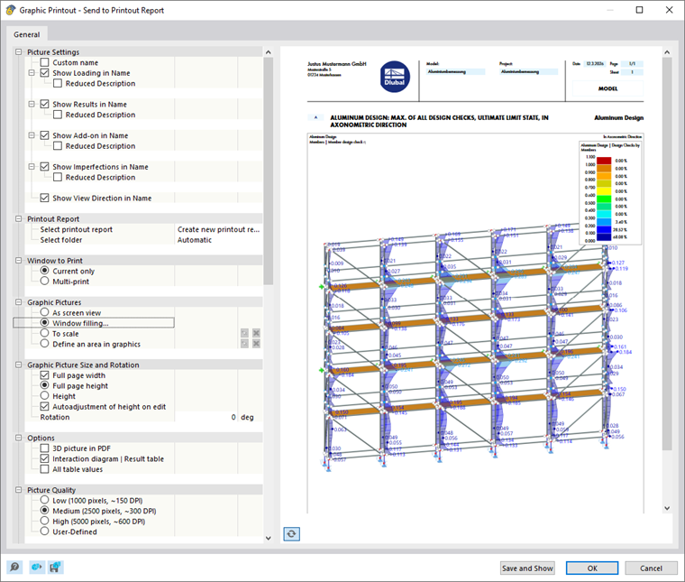 Impresión gráfica - Impresión múltiple para resultados de complemento - Cálculo de aluminio