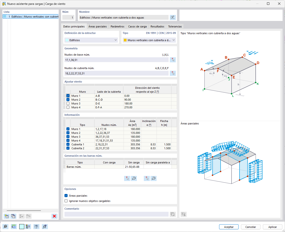 Cuadro de diálogo "Nuevo asistente de cargas | Carga de viento"