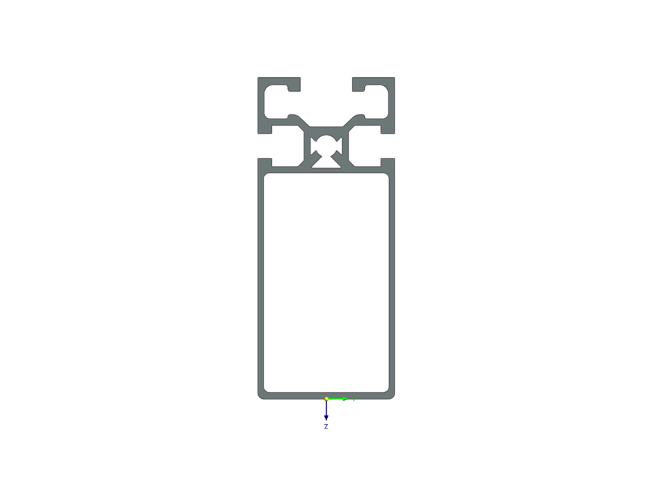 Extrusión de aluminio modelada con un archivo .dxf importado con materiales especificados según las normas CSA S157.