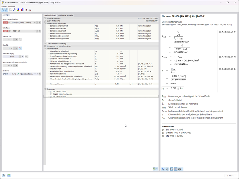 Detalles de verificación: cordón en V