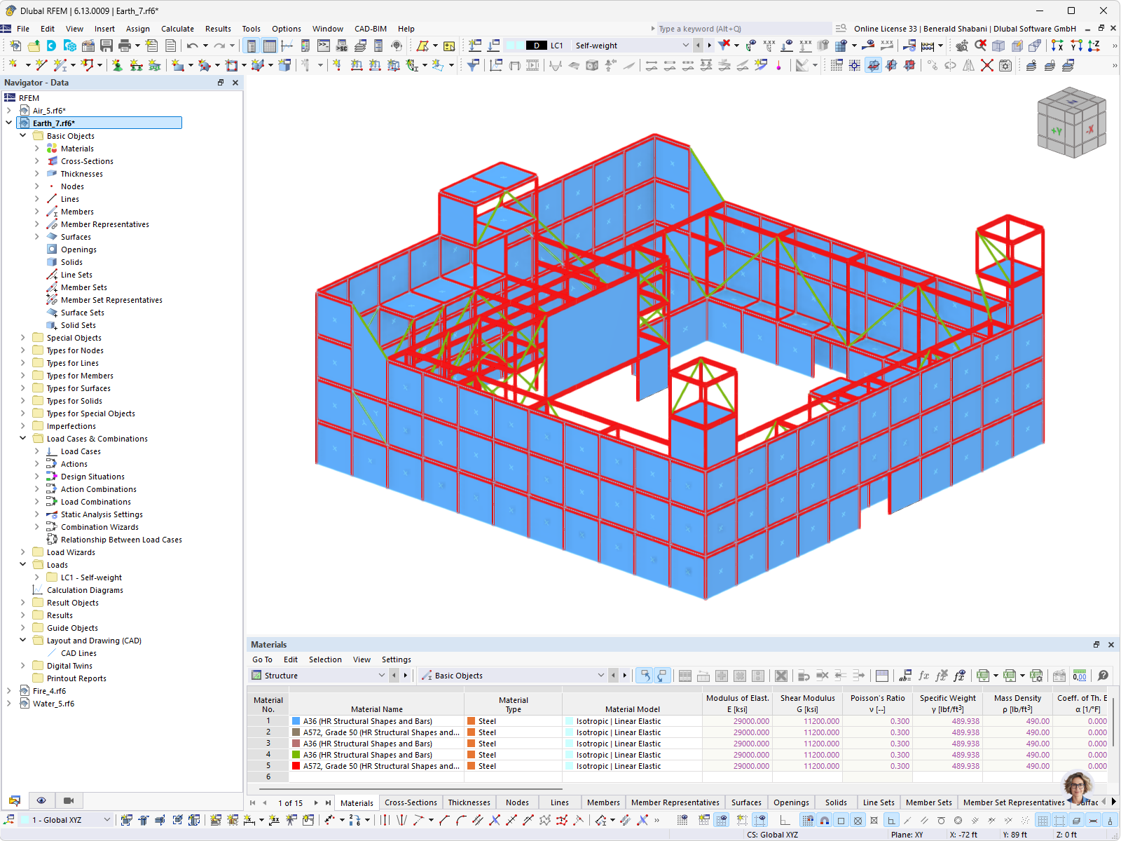 Estructura de acero en el nivel Earth de Bent on Destruction, representada en RFEM, fotografiada por Impulse Control.