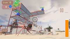 Captura detallada de una estructura de acero destruida en la zona "Air" del software. La estructura presenta una destrucción y deformación evidentes.