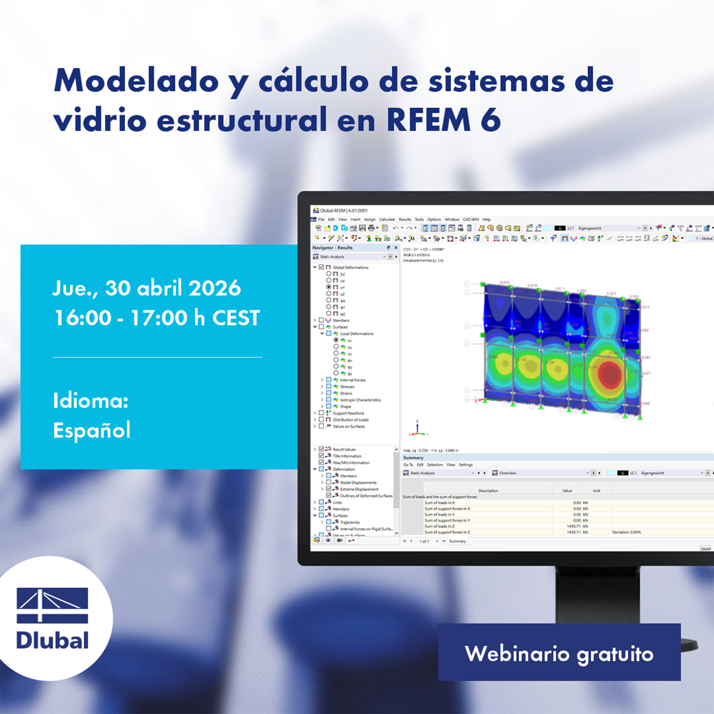 Modelado y cálculo de sistemas de vidrio estructural en RFEM 6