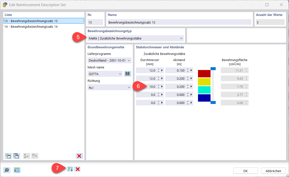 Ajuste dinámico de las áreas de armadura en el conjunto de descripción de armaduras