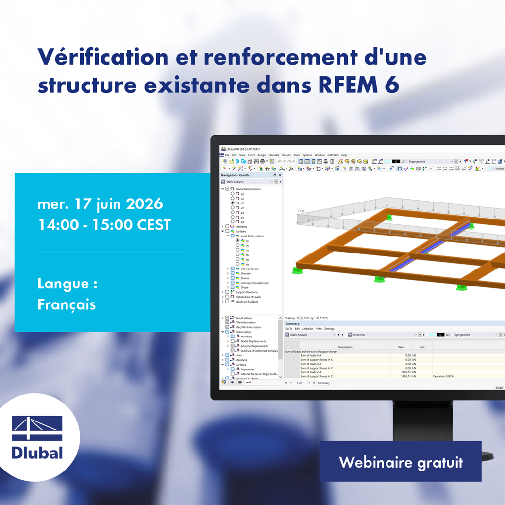 Verificación y refuerzo de una estructura existente en RFEM 6
