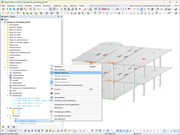Se muestra la superficie de RFEM con las líneas auxiliares activadas en el navegador de datos.