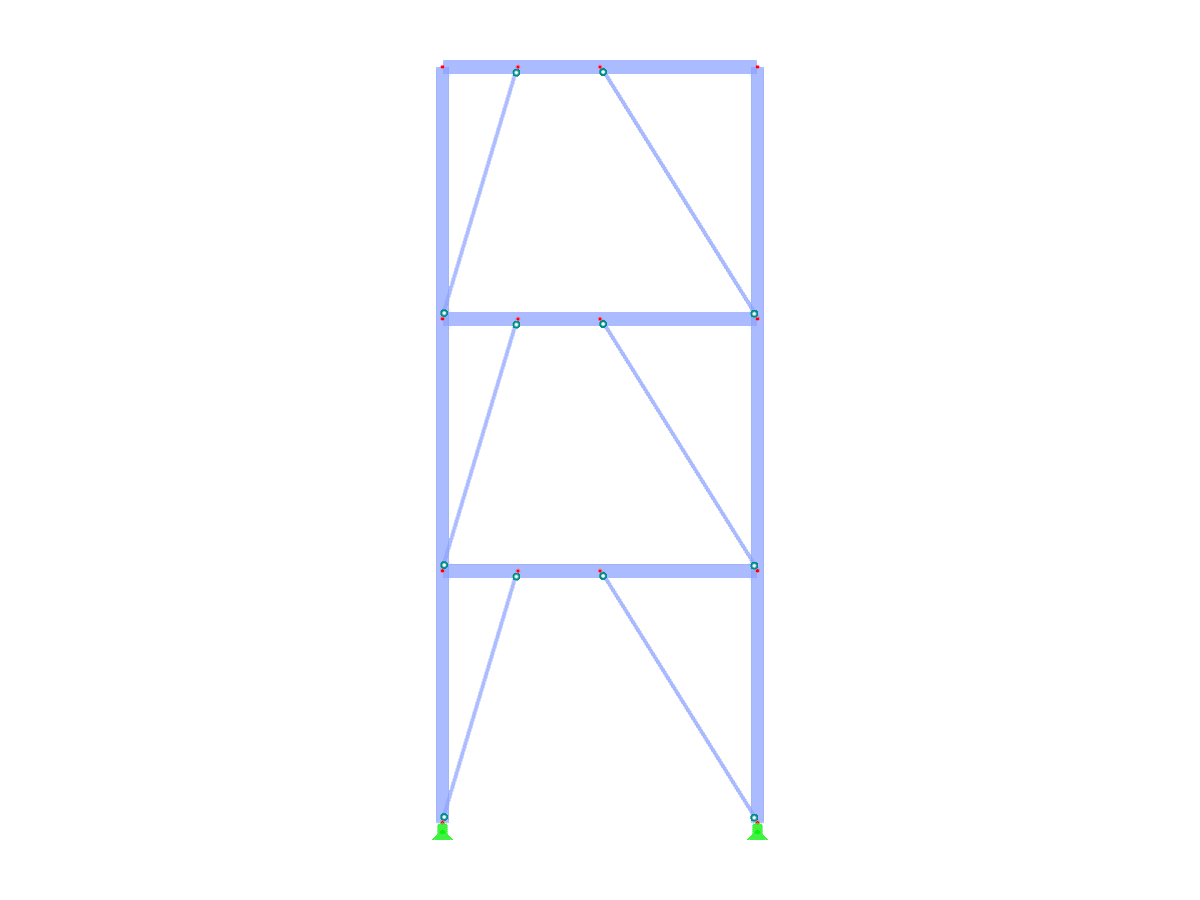 Sistema de arriostramiento no simétrico para estructuras de acero con pisos y alturas variables, ilustrando variaciones de diseño estructural.