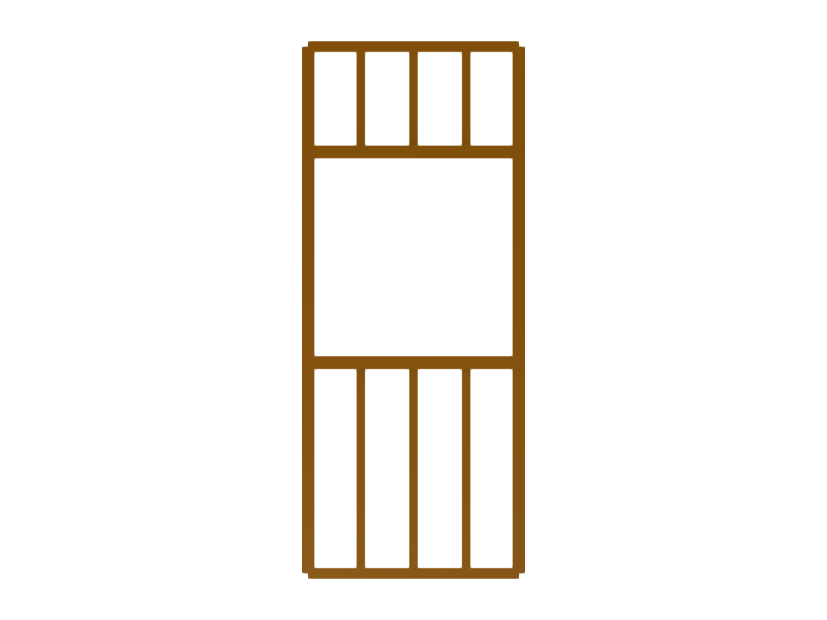 Estructura prefabricada de madera con una abertura de ventana que muestra el diseño de construcción en madera.