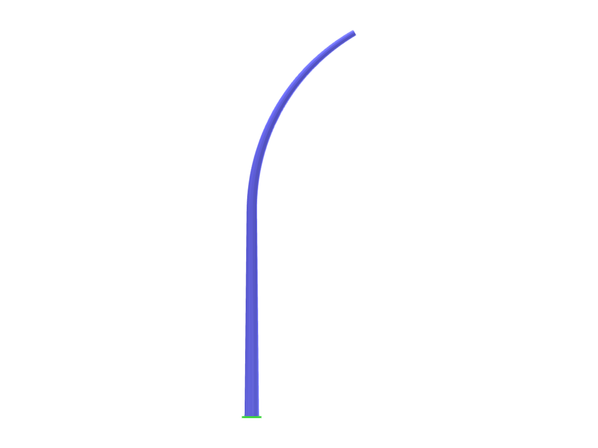 Ilustración de un poste de barrera contra el viento con una curva de arco paramétrica en la parte superior para eficiencia aerodinámica.
