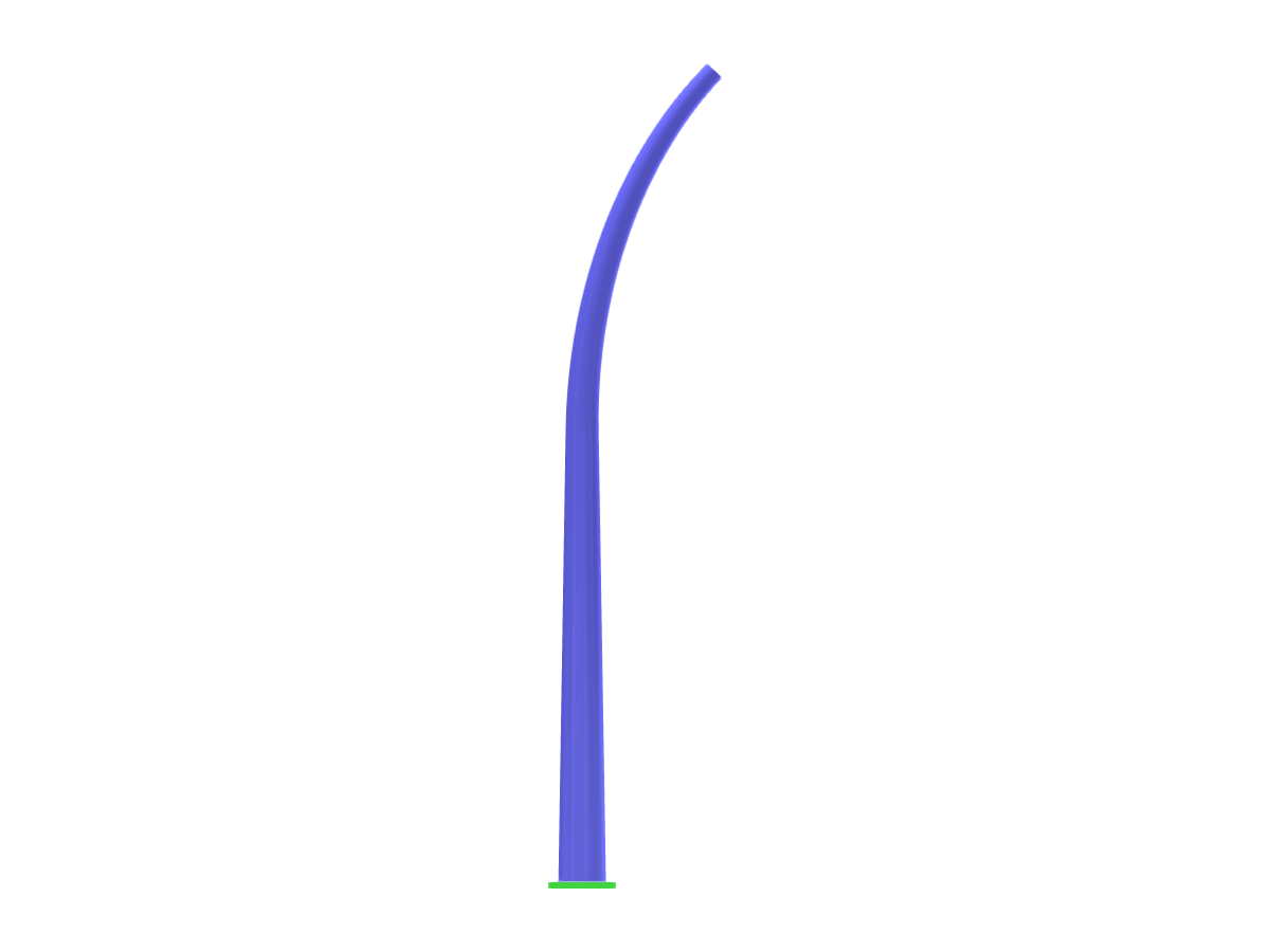 Diseño paramétrico de una barrera contra el viento con un poste único que presenta una curva elíptica en la parte superior, para aplicaciones arquitectónicas y de ingeniería.