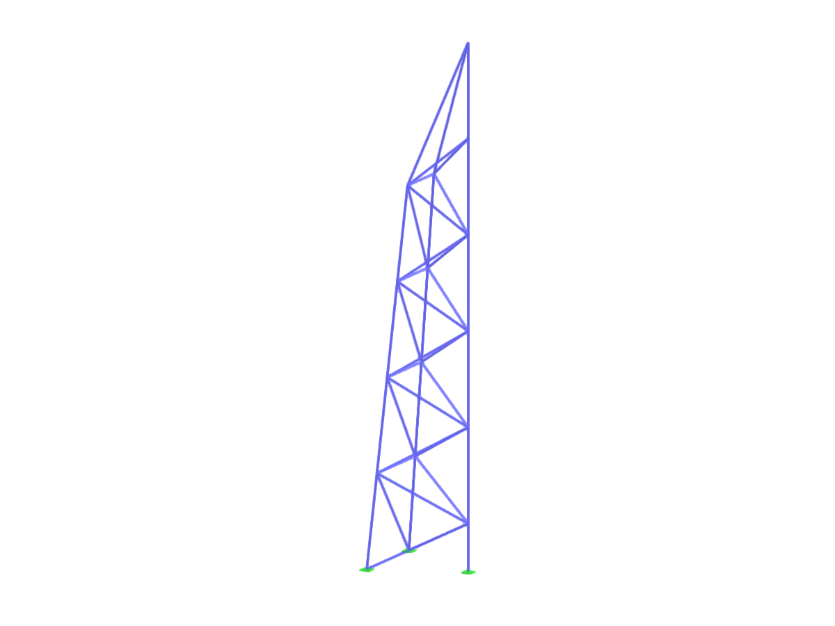 Una columna de celosía triangular que muestra su diseño estructural y aplicaciones de ingeniería.