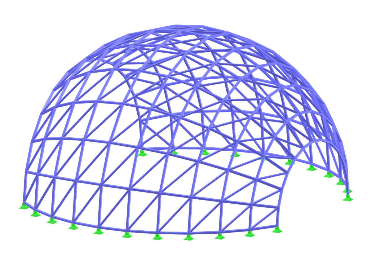Análisis de una estructura de cúpula geodésica utilizando herramientas avanzadas de software de ingeniería.