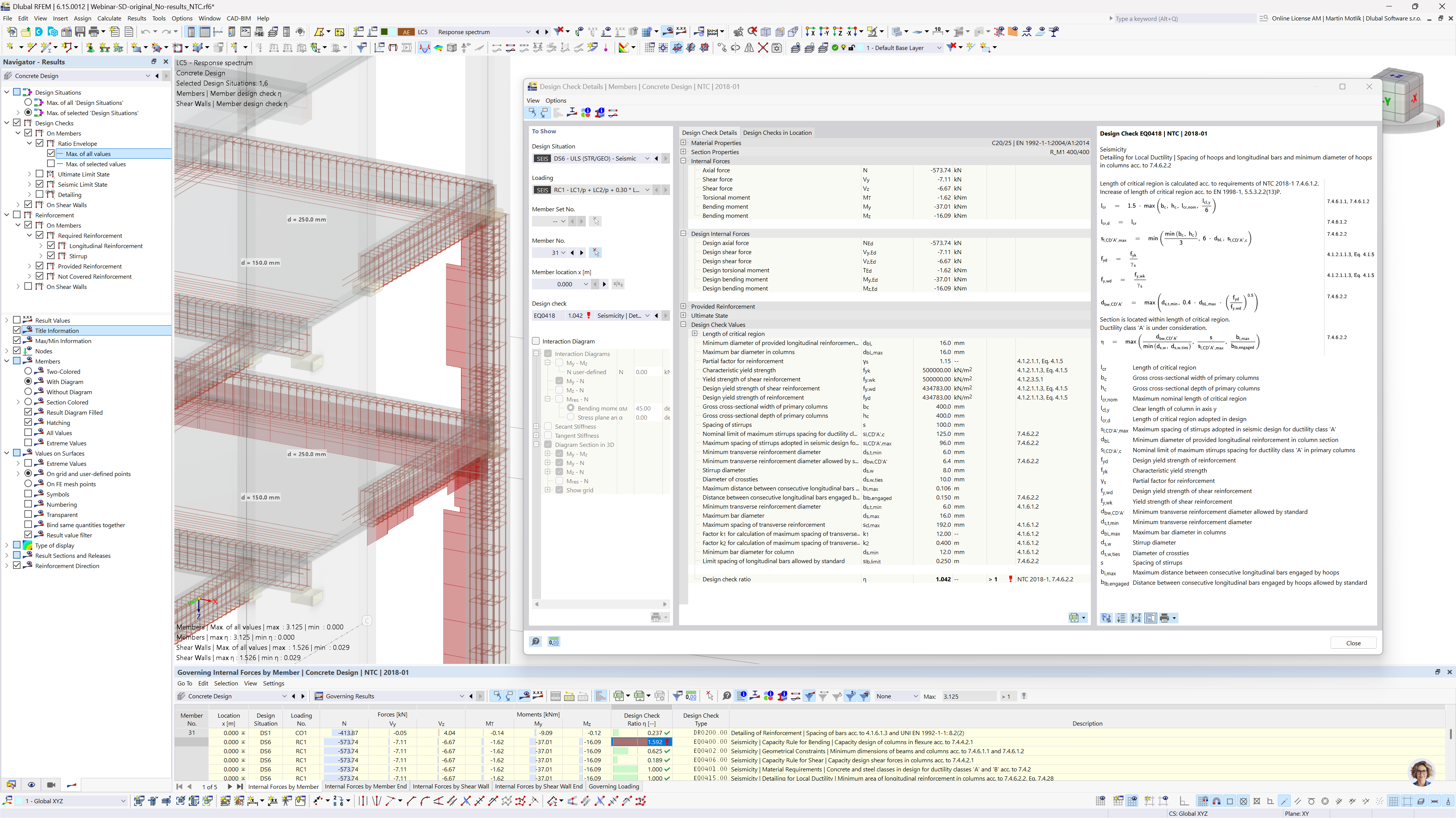 Cálculo sísmico y comprobaciones de detalle para estructuras de hormigón armado en RFEM 6 según la norma italiana NTC 2018