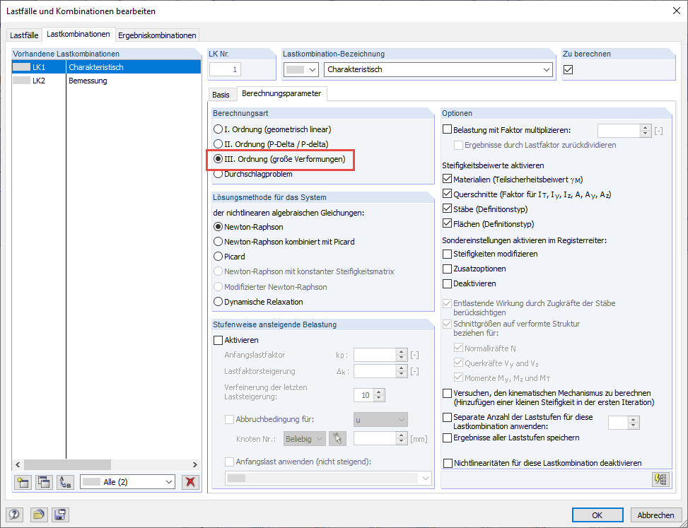 Berechnung nach Theorie III. Ordnung