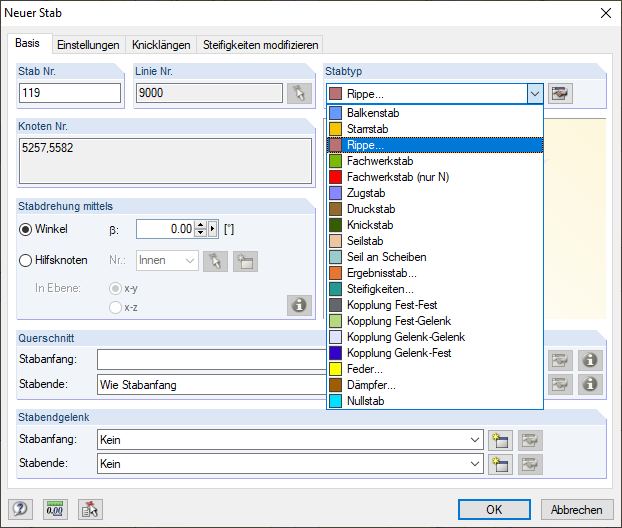 Definition Rippe in RFEM