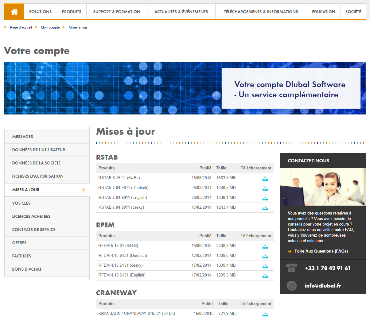 Votre compte - Page de téléchargement de produits