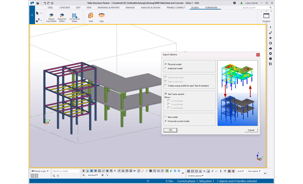 Transfert du modèle physique de Tekla Structures vers RFEM