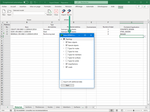 Transfert de données de MS Excel vers RFEM 6
