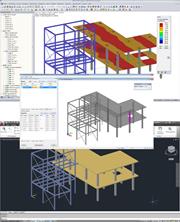 Interface ISM avec le modèle dans RFEM (haut), ISM Viewer (milieu) et ProStructure (bas)