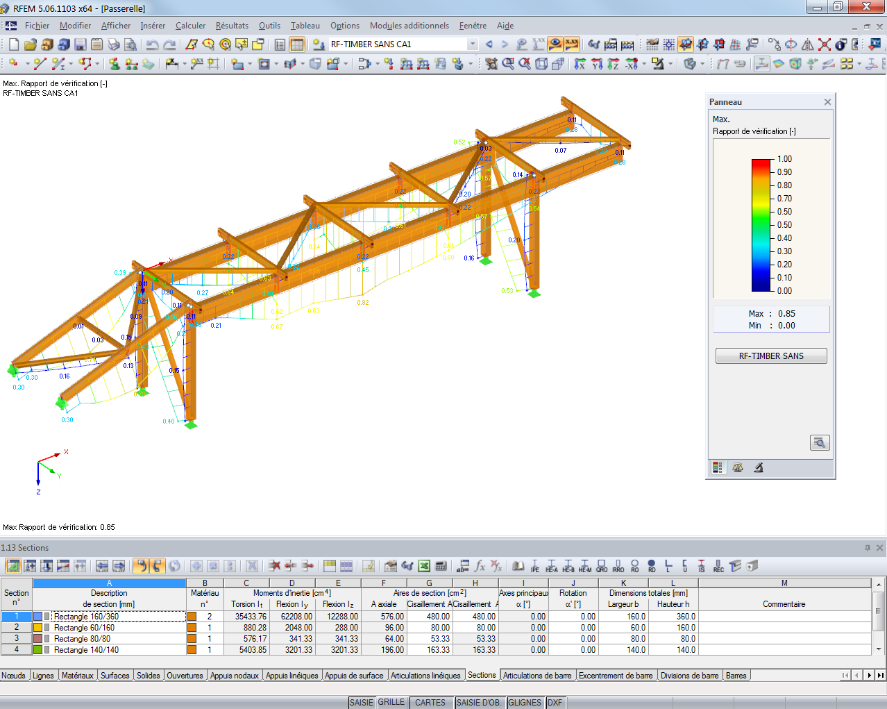 Résultats de calcul de RF-/TIMBER SANS en rendu 3D
