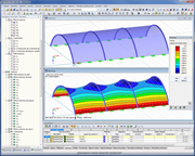 Structure légères avant et après recherche de forme dans RFEM
