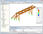 Efforts internes d'un pont en bois avec des barres connectées de manière excentrée