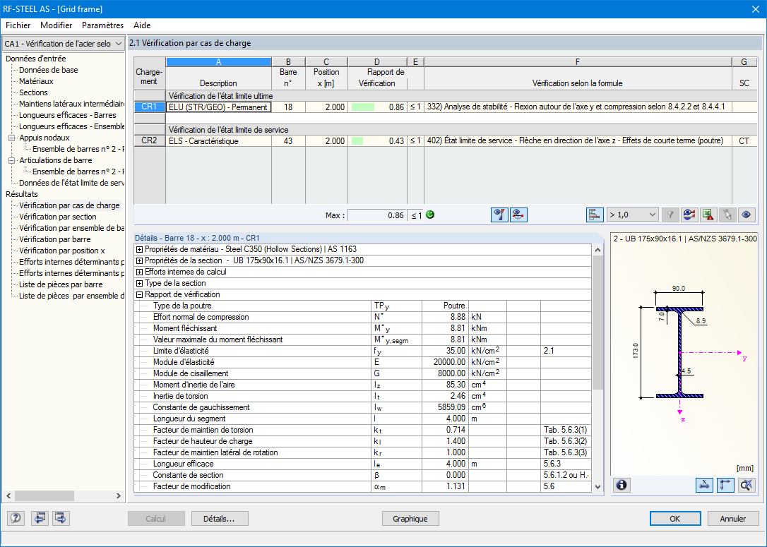 Maske 2.1 Nachweise lastfallweise